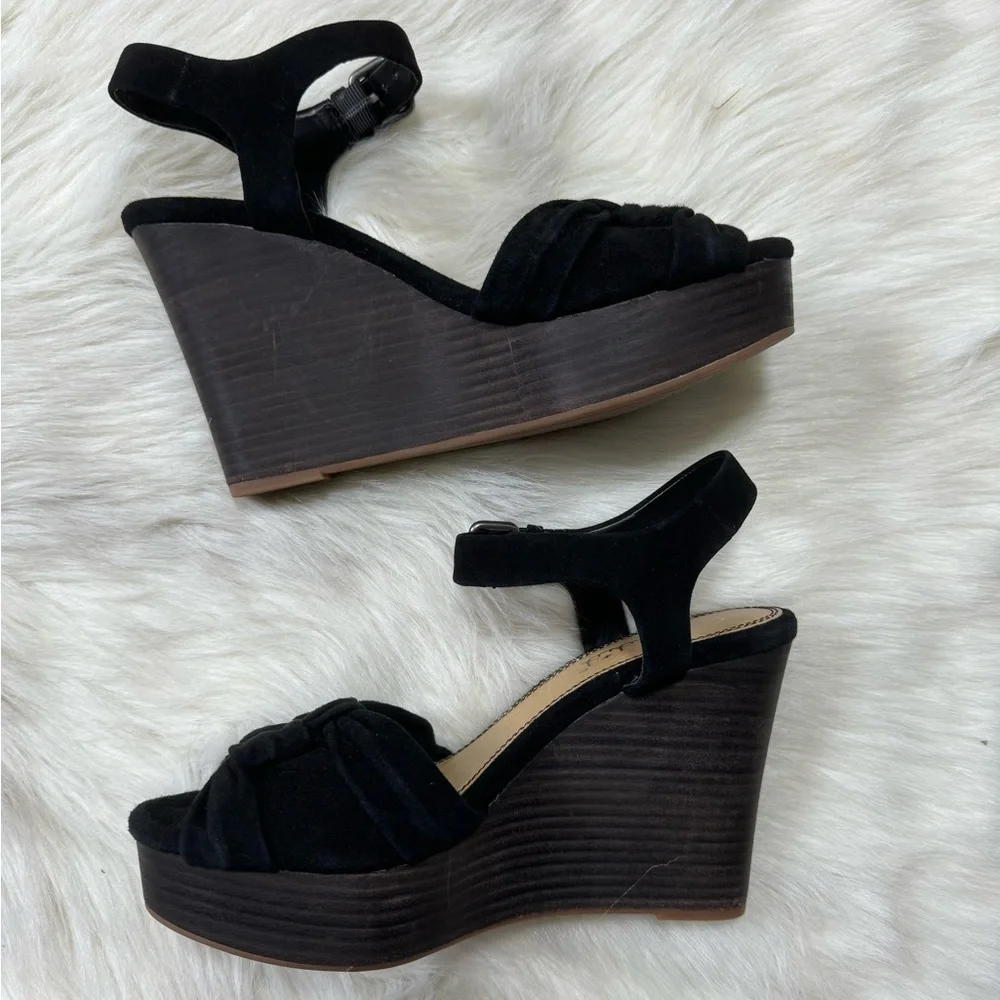New Splendid Nada Wedge Platform Sandals black Suede
